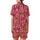 Women's Hot Pink Tiger Safari Block Print Cotton Sleep Set - Bridesmaid Loungewear Satin Short-Sleeve Pajamas Set - 3