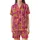 Women's Hot Pink Tiger Safari Block Print Cotton Sleep Set - Bridesmaid Loungewear Satin Short-Sleeve Pajamas Set - 2