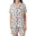 Families' Festive Hanukkah Watercolor Pattern with Blue Menorahs, Dreidels, Stars, Golden Gelt Satin Short-Sleeve Pajamas Set - 2