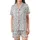 Cute Aesthetic Fans' Black White Whimsical Bear Head Heart Star Dot Line Pattern Satin Short-Sleeve Pajamas Set - vizCRp-UA9