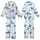 Women's Vibrant Blue Sea Turtle & Starfish Satin Sleep Set Kid Satin Pajamas Set - QlHJc5ttin