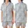 Women's Abstract Botanical Pattern Linen Sleep Set: Organic Stonewashed Comfort Satin Short-Sleeve Pajamas Set - 12sSGVFELq