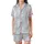 Women's Abstract Botanical Pattern Linen Sleep Set: Organic Stonewashed Comfort Satin Short-Sleeve Pajamas Set - 5SkmuIADB7