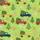 Christmas Enthusiasts' Whimsical Lime Green Pattern with Red Trucks, Forest Trees, Gingerbread Men, Pastel Pink & Purple Candy Satin Short-Sleeve Pajamas Set - 4