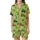 Christmas Enthusiasts' Whimsical Lime Green Pattern with Red Trucks, Forest Trees, Gingerbread Men, Pastel Pink & Purple Candy Satin Short-Sleeve Pajamas Set - kcajh75v0_