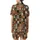 Women's Halloween Patchwork Sleep Set: Quilted Ghost Bat Pumpkin Skull Folk Art Design Satin Short-Sleeve Pajamas Set - 3