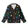 Festive Celebrators' Graphic Black Christmas Candy Cane Gingerbread Rainbow Lights Pattern Kid Satin Pajamas Set - 8woOH-Mr62