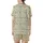 Childlike Aesthetic Adorers' Whimsical Hand-Drawn Teddy Bear Cottage Pattern: Light Brown, Pale Yellow on Creamy Off-White Satin Short-Sleeve Pajamas Set - 3