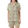 Childlike Aesthetic Adorers' Whimsical Hand-Drawn Teddy Bear Cottage Pattern: Light Brown, Pale Yellow on Creamy Off-White Satin Short-Sleeve Pajamas Set - 2