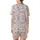 Women's Whimsical Soft Pink Parisian Doodle Seamless Pattern with Eiffel Tower, Macarons & Hot Air Balloons Satin Short-Sleeve Pajamas Set - 3