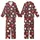 Festive Folks' Deep Maroon Whimsical Holiday Pattern with Cheerful Santa, Gingerbread Men, Reindeer, Candy Canes & White Snowflakes Kid Satin Pajamas Set - 1