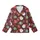 Festive Folks' Deep Maroon Whimsical Holiday Pattern with Cheerful Santa, Gingerbread Men, Reindeer, Candy Canes & White Snowflakes Kid Satin Pajamas Set - 2