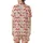 Holiday Enthusiasts' Creamy Off-White Nordic Folk Red Reindeer Pine Tree Snowflake Repeating Pattern Satin Short-Sleeve Pajamas Set - 3