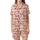Holiday Enthusiasts' Creamy Off-White Nordic Folk Red Reindeer Pine Tree Snowflake Repeating Pattern Satin Short-Sleeve Pajamas Set - 2
