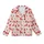 Holiday Enthusiasts' Creamy Off-White Nordic Folk Red Reindeer Pine Tree Snowflake Repeating Pattern Kid Satin Pajamas Set - 2