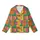 Autumn Lovers' Bold Flat Illustrative Pumpkins Neon Pink Yellow Green Geometric Blocks Kid Satin Pajamas Set - 2