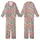 Whimsical Style Lovers' Hand-Drawn Orange Fox Teal Owl Pink Squirrel Floral Taupe-Grey Kid Satin Pajamas Set - 1