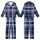 Classic Style Enthusiasts' Intricate Deep Navy Blue Tartan Plaid Pattern with Layered Sky Blue and Crisp White Grid Kid Satin Pajamas Set - 1