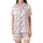 Holiday Enthusiasts' Bright Red White Flat Graphic Christmas Candy Cane Snowflake Tree Seamless Pattern Satin Short-Sleeve Pajamas Set - 2