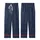 Style-Conscious Adults' Rich Navy Blue Classic Herringbone Pattern with Refined Off-White Lines Kid Satin Pajamas Set - 3