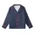 Style-Conscious Adults' Rich Navy Blue Classic Herringbone Pattern with Refined Off-White Lines Kid Satin Pajamas Set - 2