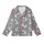 Whimsical Style Fans' Hand-Drawn Playful Cartoon Foxes Muted Grey Mustard Yellow Pattern Kid Satin Pajamas Set - 2