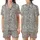 Women's Abstract Geometric Stripe Cotton Sleep Set: Black & Off-White Sharp Line Design Satin Short-Sleeve Pajamas Set - 20rz2nW2LX