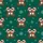 Couples Playful Otter Pun Christmas Sleep Set: Santa Hat Otters & Snowflakes - Forest Green Loungewear Kid Satin Pajamas Set - 4