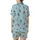 Festive Winter Fun: Hand-Drawn Snow Angels, Skaters, Snowmen Pattern - Cheerful Sky Blue Design Satin Short-Sleeve Pajamas Set - 3