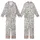 Women's Abstract Geometric Stripe Cotton Sleep Set: Black & Off-White Sharp Line Design Kid Satin Pajamas Set - 6F7fv4poST