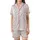 Women's Delicate Abstract Floral Ditsy Lavender Off-White Scattered Motif Sleep Set Satin Short-Sleeve Pajamas Set - JKiowSmLvG
