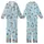 Festive Winter Fun: Hand-Drawn Snow Angels, Skaters, Snowmen Pattern - Cheerful Sky Blue Design Kid Satin Pajamas Set - 1