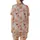 Women's Cozy Muted Pink Gingerbread Sleep Set: Festive Cookie, Holly & Candy Cane Print Satin Short-Sleeve Pajamas Set - 3