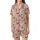 Women's Cozy Muted Pink Gingerbread Sleep Set: Festive Cookie, Holly & Candy Cane Print Satin Short-Sleeve Pajamas Set - 2