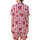 Ladies Personalized Pastel Rose Pink Vertical Stripe All-Over Heart Print Long Jersey Sleep Set Satin Short-Sleeve Pajamas Set - 3