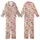 Women's Cozy Muted Pink Gingerbread Sleep Set: Festive Cookie, Holly & Candy Cane Print Kid Satin Pajamas Set - 1