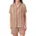 Family Christmas: Cream & Red Triple Vertical Stripe Polyester Spandex Pajamas Set Satin Short-Sleeve Pajamas Set - v8gGPXTWS9