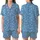 Family Holiday: Vibrant Blue Snowflake Pattern, White Winter Flakes - Polyester Spandex Sleep Set Satin Short-Sleeve Pajamas Set - 6VGVVTTbNS