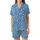 Family Holiday: Vibrant Blue Snowflake Pattern, White Winter Flakes - Polyester Spandex Sleep Set Satin Short-Sleeve Pajamas Set - mgbpIK8QkZ