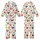 Whimsical Chicken & Christmas Lovers Illustrative Poultry Pattern with Festive Santa Hats, Green Garlands, & Red Stars Kid Satin Pajamas Set - 1