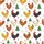 Whimsical Chicken & Christmas Lovers Illustrative Poultry Pattern with Festive Santa Hats, Green Garlands, & Red Stars Kid Satin Pajamas Set - 4