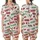 Festive  Pattern: Glitter Knit Leopard Reindeer Santa Holly Lights Satin Short-Sleeve Pajamas Set - 1