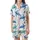 Women's Vibrant Blue Sea Turtle & Starfish Satin Sleep Set Satin Short-Sleeve Pajamas Set - G7Xky6LREK