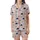 Gentle Aesthetic Lovers' Delicate Illustrative Pale Pink Muted Grey Navy Celestial Organic Pattern Satin Short-Sleeve Pajamas Set - 24oBo_Il4a