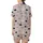 Gentle Aesthetic Lovers' Delicate Illustrative Pale Pink Muted Grey Navy Celestial Organic Pattern Satin Short-Sleeve Pajamas Set - L4knMKBtRP