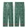 Women's Emerald Green Monogram Satin Sleep Set – Cream Abstract Filigree Loungewear Kid Satin Pajamas Set - 3