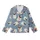 Pug Lovers' Muted Dusty Blue Seamless Pattern with Cute Resting Cream Pugs, White Outlines, and Polka Dots Kid Satin Pajamas Set - 2