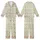 Childlike Aesthetic Adorers' Whimsical Hand-Drawn Teddy Bear Cottage Pattern: Light Brown, Pale Yellow on Creamy Off-White Kid Satin Pajamas Set - 1
