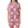 Playful Spirits' Vibrant Pastel Pink Wavy Checkerboard Smiling Faces Hearts Pattern Satin Short-Sleeve Pajamas Set - 2