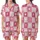 Playful Spirits' Vibrant Pastel Pink Wavy Checkerboard Smiling Faces Hearts Pattern Satin Short-Sleeve Pajamas Set - 1